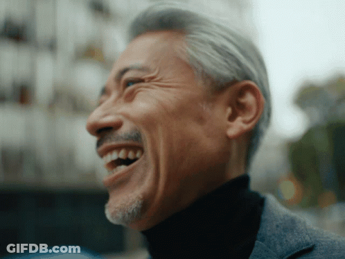 Laughing Man With Gray Hair And Beard GIF