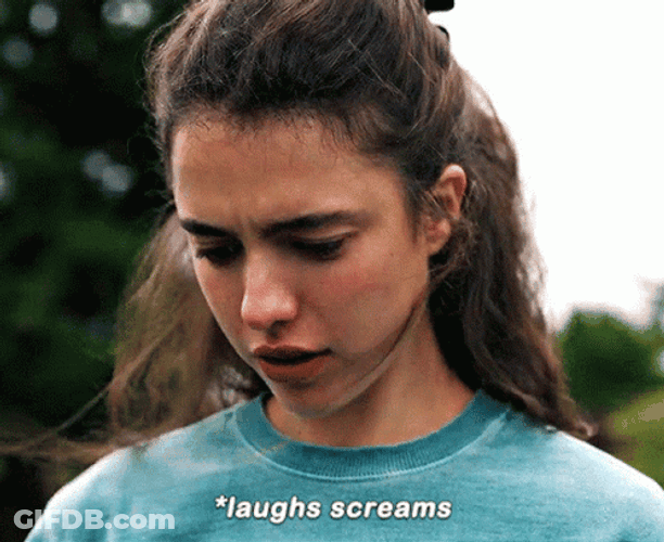 Laughing Margaret Qualley As Alex Maid GIF