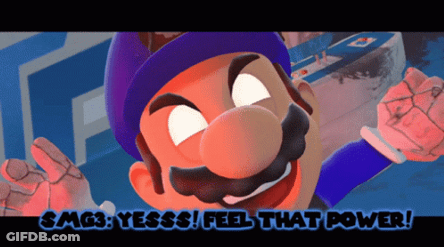 Laughing Mario I Got The Power GIF