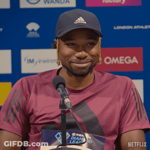 Laughing Noah Lyles During Interview GIF