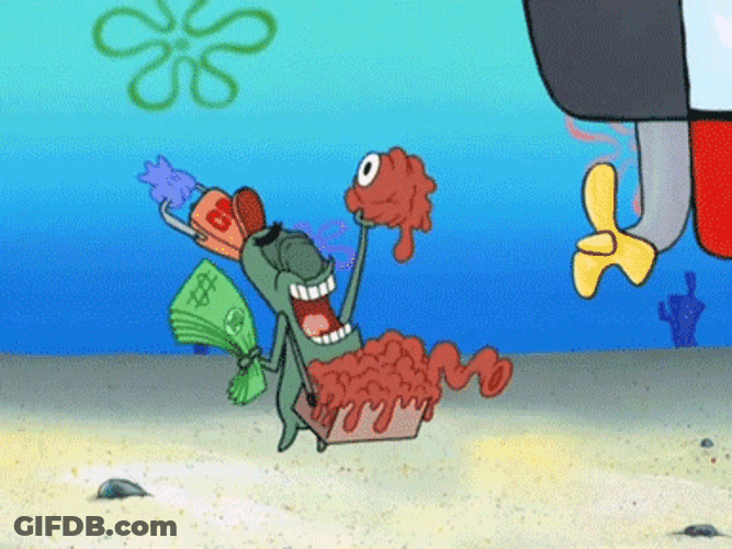 Laughing Plankton Selling Horrible Food GIF