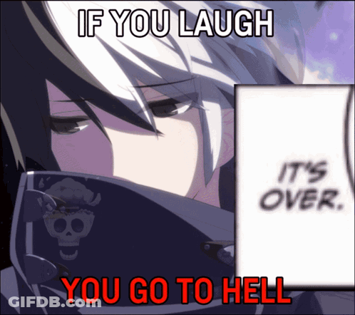 Laughing Poster Saying You Go To Hell GIF