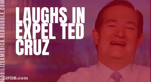 Laughs In Expel Ted Cruz Above Man's Face GIF