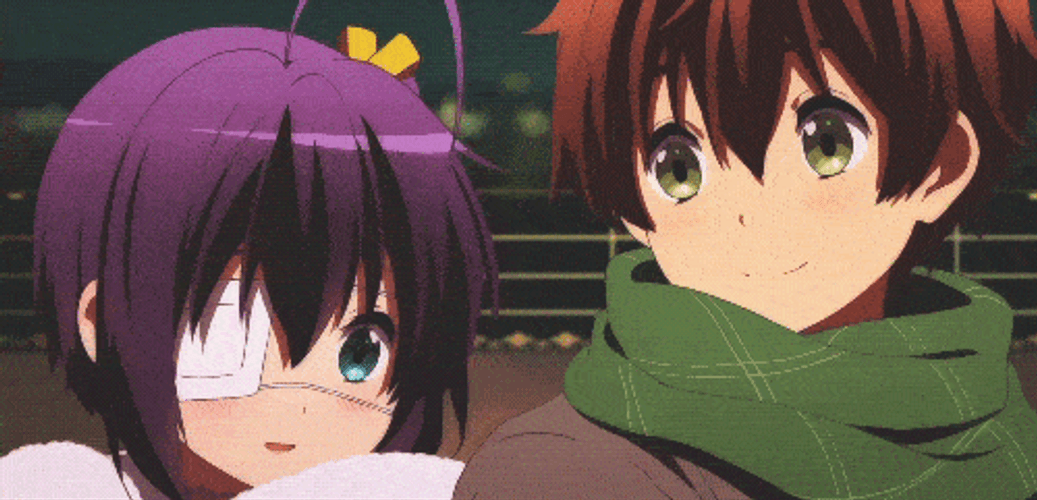 Lauging Anime Couple Yuuta Rikka GIF