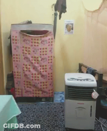 Laundry Room With Washer Dryer And Air Conditioner GIF