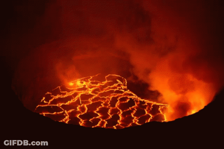 Lava Flowing Volcano GIF