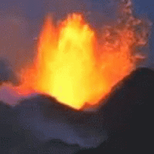 Lava Splashing On Volcano GIF