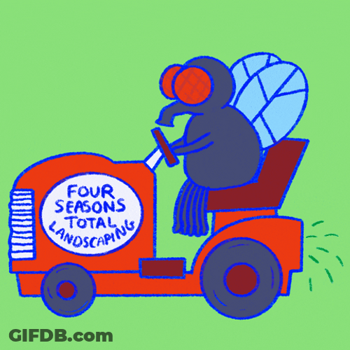 Lawn Mower Animated Fly Driving GIF