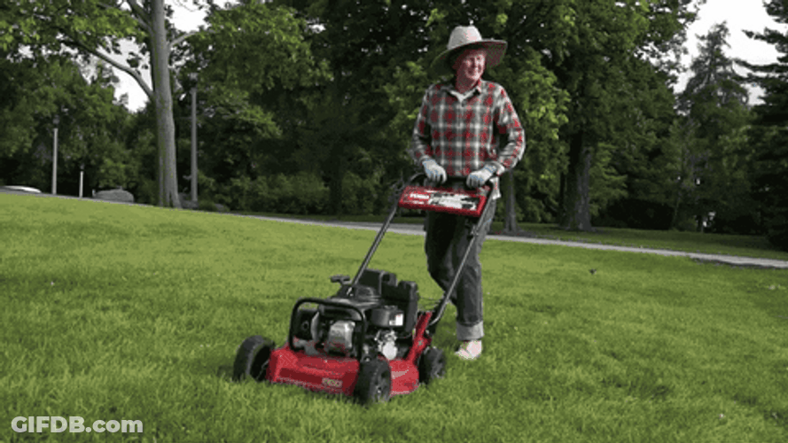 Lawn Mower Guy Happy Dancing GIF