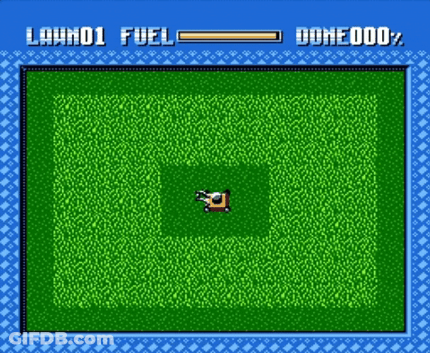 Lawn Mower Nintendo NES Homebrew Game GIF