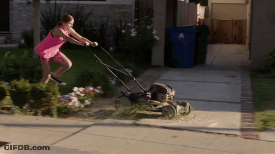 Lawn Mower Running Girl Rampage GIF