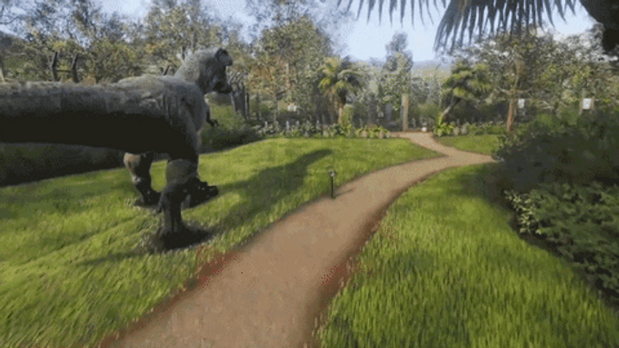 Lawn Mower Satisfying T-Rex Park GIF