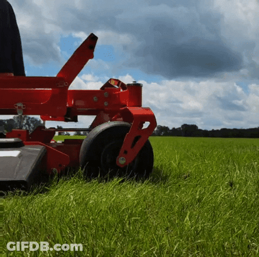 Lawn Mower Side View Grass Blade Blow GIF