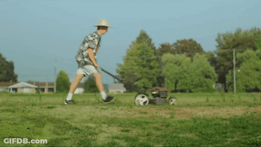 Lawn Mower Summer Outfit Grass Cutting GIF
