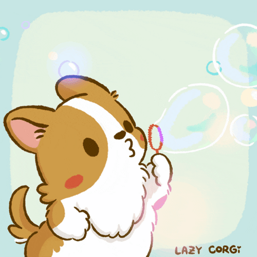Lazy Corgi Bubble Time GIF