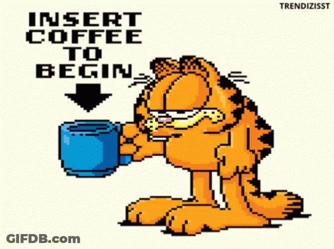 Lazy Garfield Need Coffee GIF