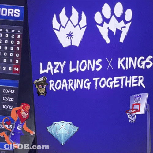 Lazy Lion Slam Dunk Moving Art GIF