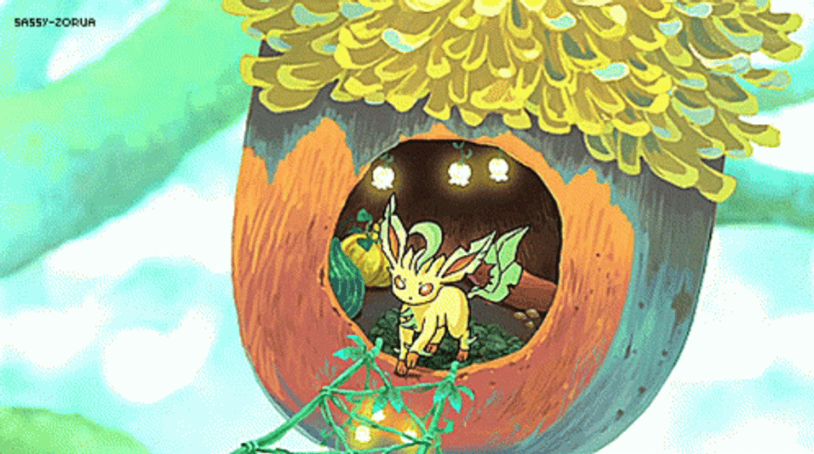 Leafeon Attacking From Its Hideout GIF