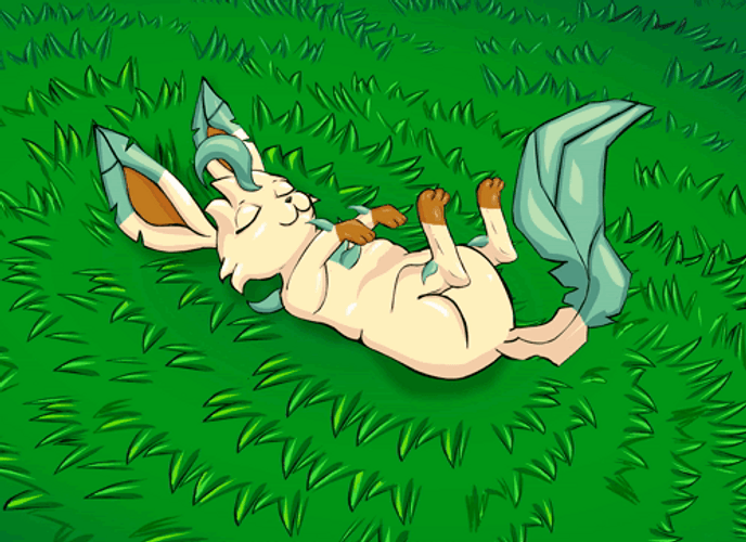 Leafeon Lying On The Grass GIF