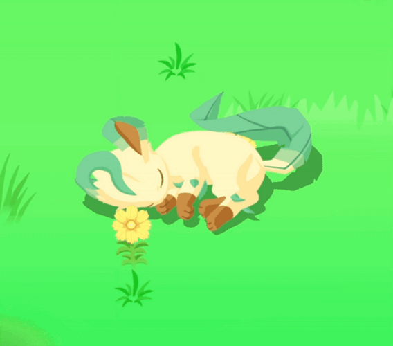Leafeon Peeking And Sleeping GIF