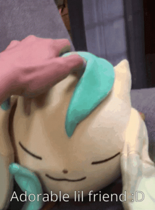Leafeon Stuffed Toy Head GIF