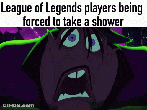 League Of Legends Players Being Forced To Take A Shower With A Cartoon Character GIF