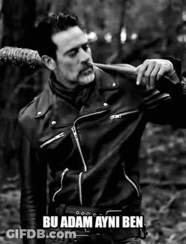 Leather Jacket Man Holding Bat Saying Bu Adam Ayni Ben GIF