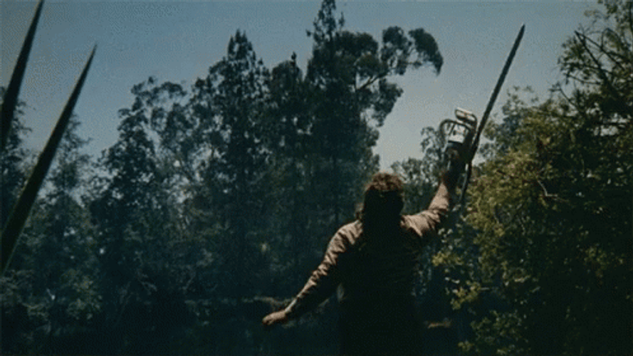 Leatherface Lighting Chainsaw GIF