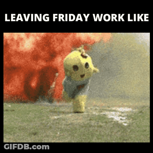Leaving Work On Friday Mascot Explosion GIF