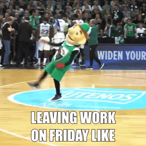 Leaving Work On Friday Spinning Mascot GIF