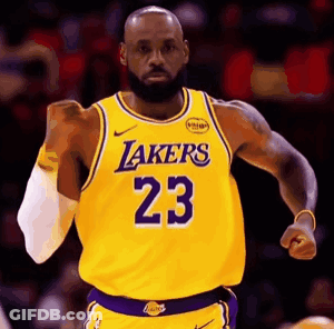 LeBron James Fist Bump In Lakers Jersey GIF
