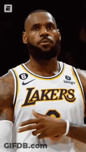 LeBron James In Lakers Jersey Making Gesture GIF