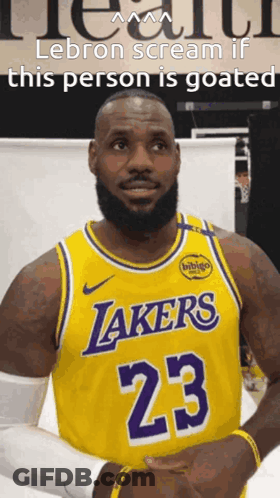 LeBron James In Yellow Lakers Jersey 23 GIF