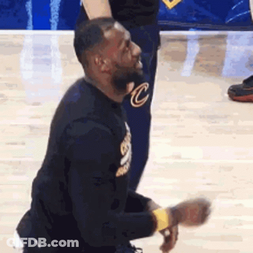 Lebron James Is Kneeling Down On The Court During A Game . GIF