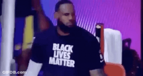 Lebron James Is Wearing A Black Lives Matter T-Shirt While Walking On Stage . GIF