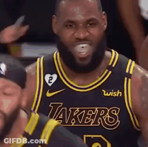Lebron James Is Wearing A Lakers Jersey And Making A Face . GIF