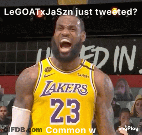Lebron James Is Wearing A Lakers Jersey And Screaming GIF