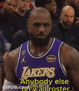 Lebron James Is Wearing A Lakers Jersey And Talking To The Crowd . GIF