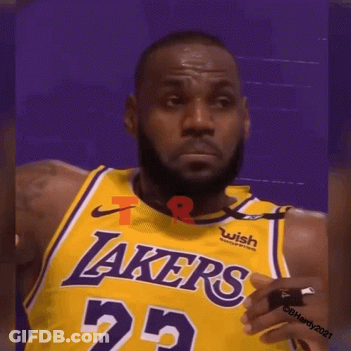Lebron James Is Wearing A Lakers Jersey With The Number 23 On It GIF