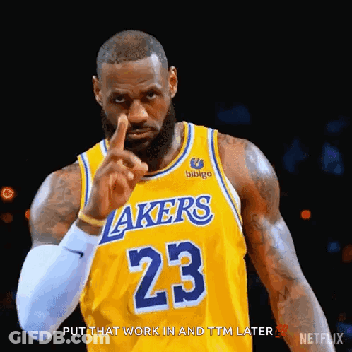 LeBron James Pointing In Lakers Jersey GIF