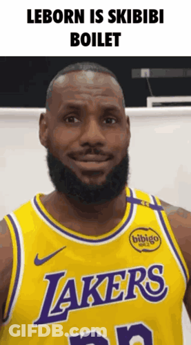 LeBron James Wearing Yellow Lakers Jersey GIF