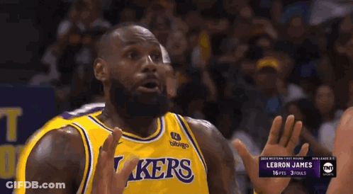 LeBron James Wearing Yellow Lakers Jersey GIF