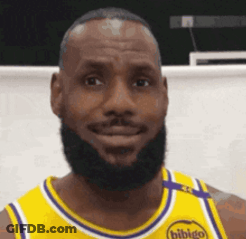 Lebron James With A Beard Is Wearing A Yellow Jersey And Smiling . GIF