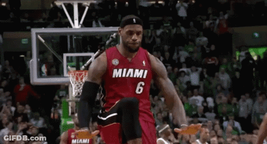 Lebron Missing Dunk Beating Chest GIF