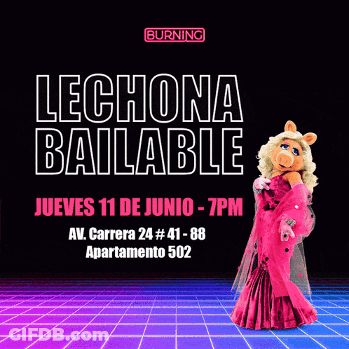 Lechona Bailable Pig In Pink Dress GIF