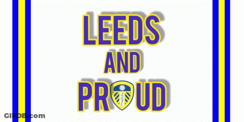 Leeds And Proud Poster Blue And Yellow Border GIF