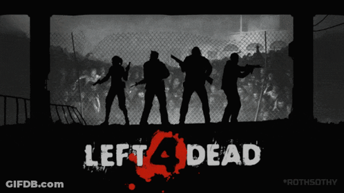 Left 4 Dead Group Facing Crowd Of Zombies GIF