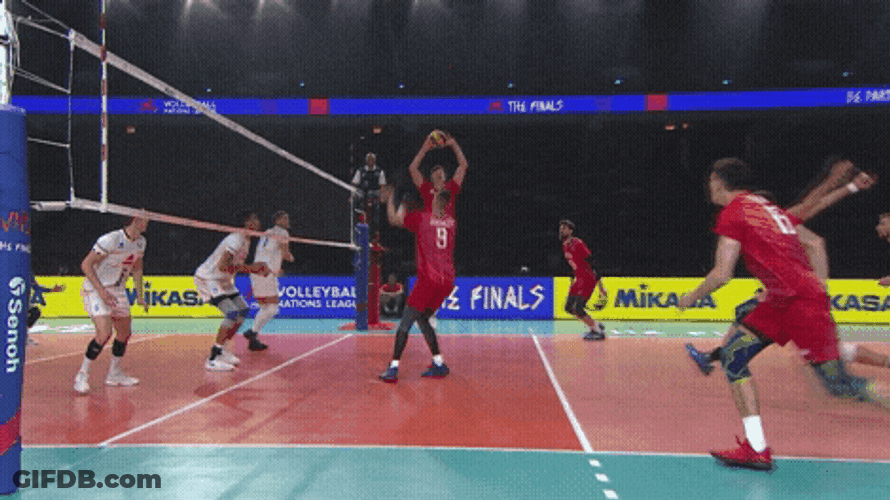 Left Handed Volleyball Player Smashing Ball GIF