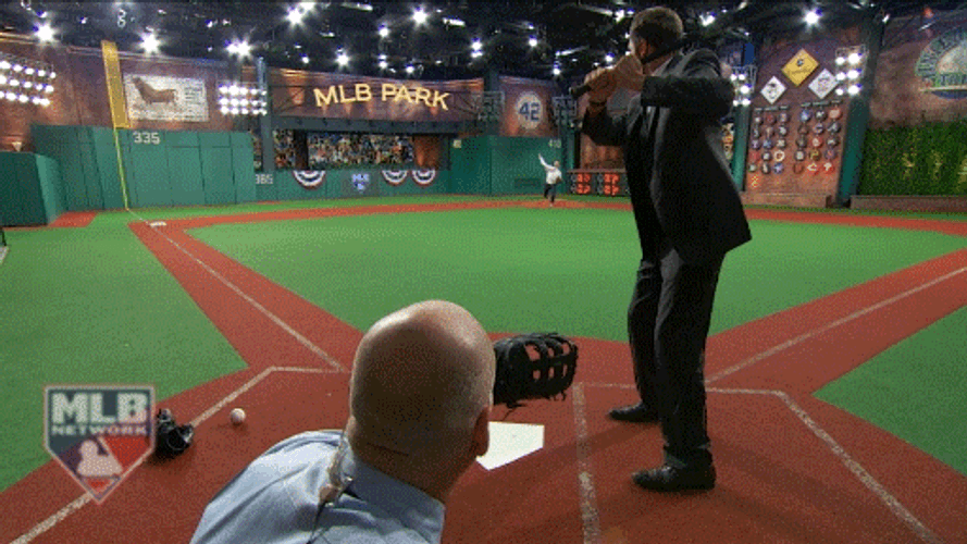 Lefty Guy In Suit Missed Ball GIF