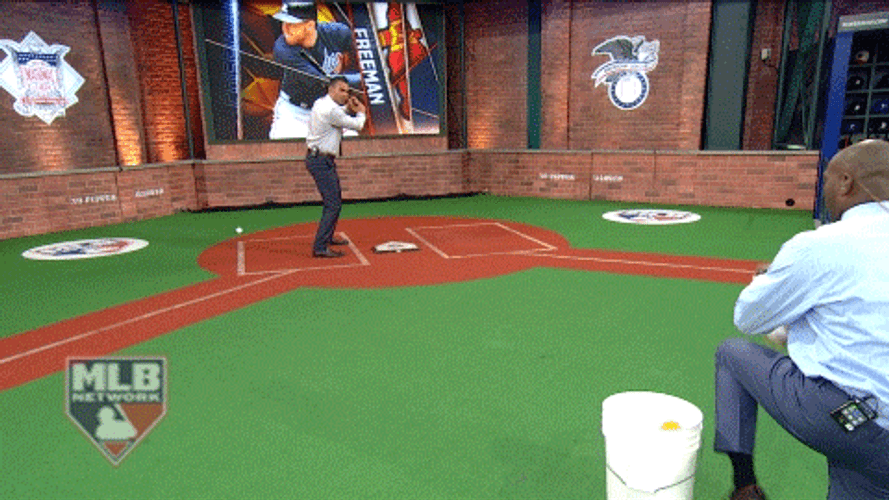 Lefty Man's Powerful Bat GIF
